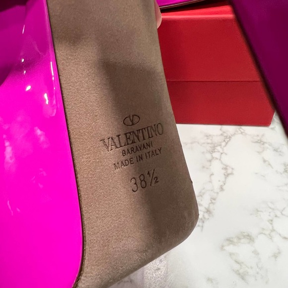 New Valentino Garavani Tan-Go Platform Pump Pink Patent Leather Sz 38.5 / 8.5 US - Picture 5 of 16